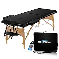 SereneLife Portable Massage Table-Professional Adjustable Folding Bed with 3 Sections and Carrying Bag for Therapy, Tattoo, Salon, Spa & Facial Treatment, Black