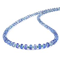 1 Strand Tanzanite Necklace 45CM Natural Emerald Beads Necklace Tanzanite Plain Rondelles Necklace Gift For Women's Emerald Jewelry Silver Gift