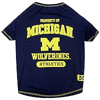 Pets First unisex Michigan Wolverines sports fan pet t shirts, Navy blue, Small US