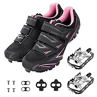 Venzo Women’s MTB Bike Bicycle Cycling Shoes with Multi-Function Clip-Less Pedals & Cleats - Compatible with Shimano SPD & Crankbrother System