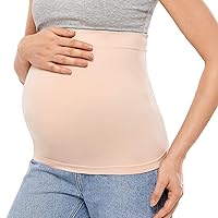 Gratlin Women's Maternity Seamless Pregnancy Belly Band with Pants Extenders Beige Small