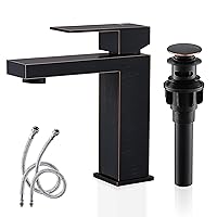 KENES Oil Rubbed Bronze Single Handle Bathroom Sink Faucet Single Hole Bathroom Vanity Faucet with Pop Up Drain & Supply Lines LJ-9031-8