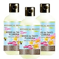 MONOI DE TAHITI PLUMERIA OIL Pure Natural. 2 Fl. Oz.- 60 ml. for Face, Skin, Hair, Nail Care and Body
