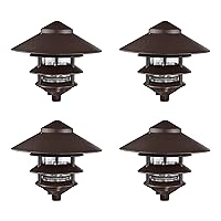 Nuvo SF76/637/04 Outdoor Pagoda Landscape Pathway Light, 3 Tier - Large Hood, Old Bronze (4 Pack)