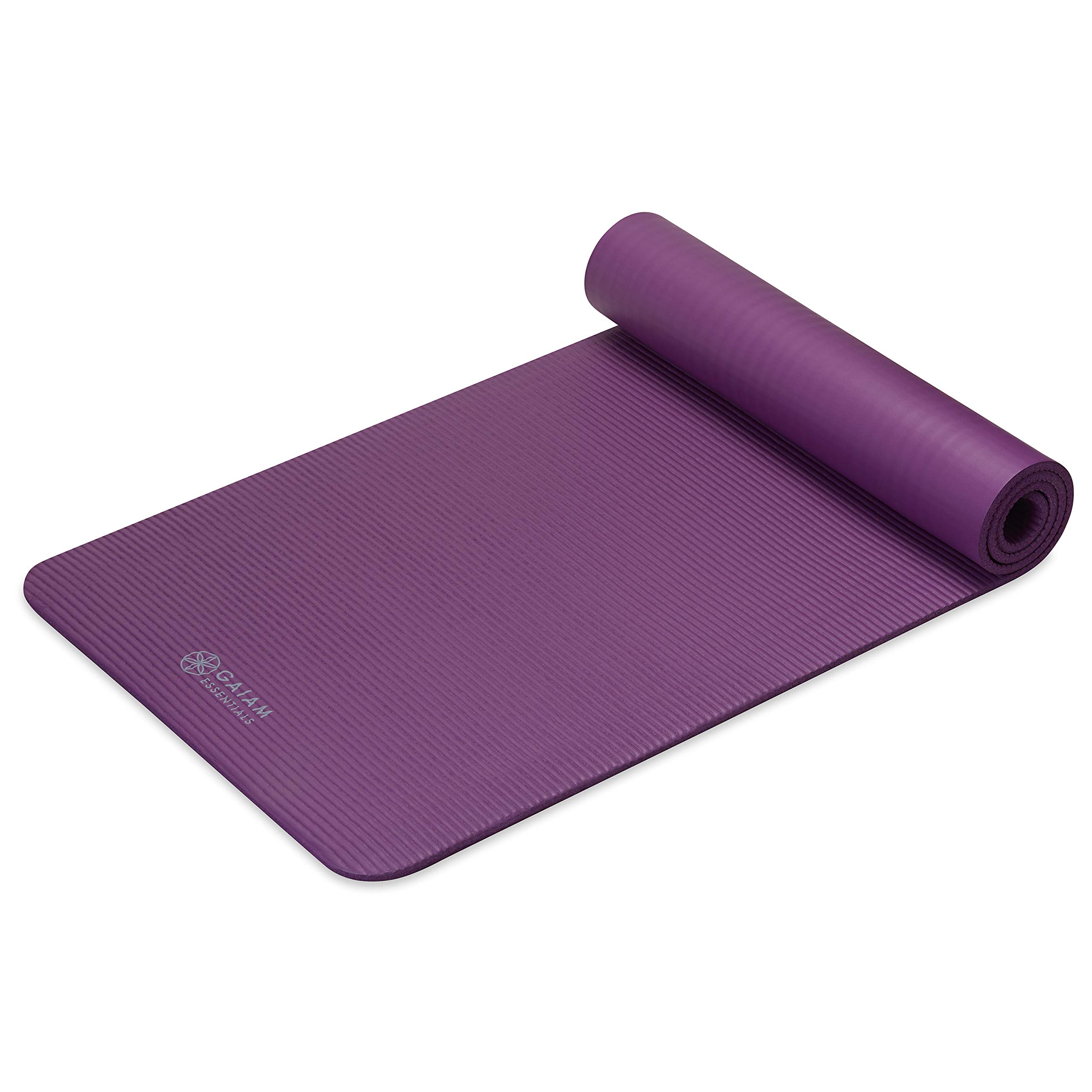 Gaiam Essentials Thick Yoga Mat Fitness & Exercise Mat with Easy-Cinch Yoga Mat Carrier Strap, 72