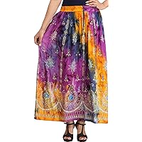 Multi-Color Long Skirt with Printed Paisle