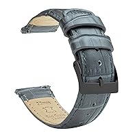 Barton Alligator Grain Leather Watch Bands - Quick Release Leather Watch Straps for Men Women - 16mm, 18mm, 19mm, 20mm, 21mm, 22mm, 23mm, or 24mm Standard or Long
