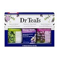 Dr Teal's Epsom Salt Trio Gift Set (Three 14oz Bags) - Relax & Relief, Melatonin Soak, & Black Elderberry - Give The Gift of Relaxation - Soothe Aches wtih at Home Spa Kit