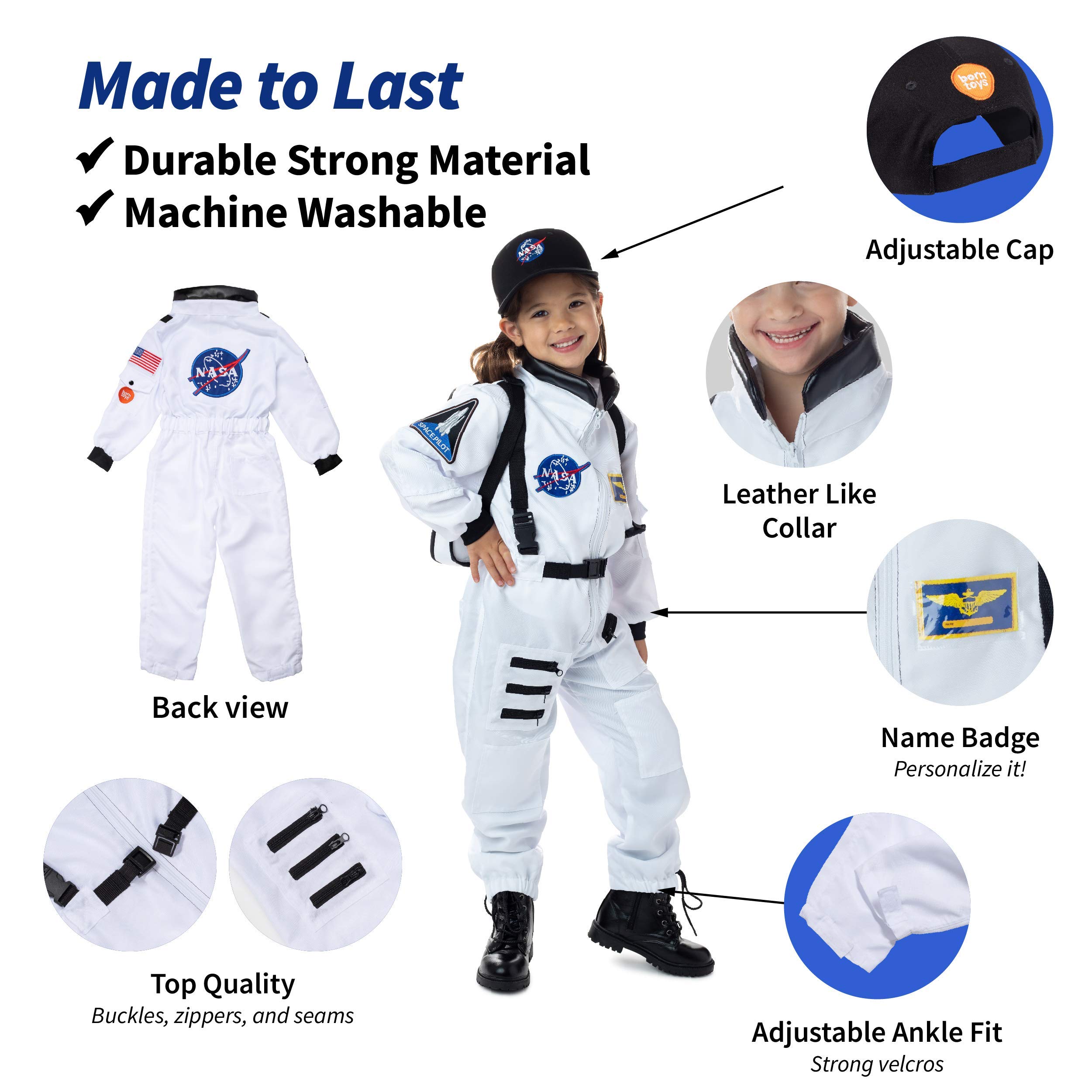 Born Toys Premium Outdoor Explorer Kit, Premium Fireman Costume and Astronaut Costume for Kids for Boys & Girls, Dress up & Pretend Play