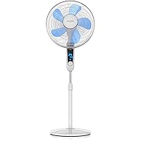 Brandson Silent DC Standing Fan with Remote Control and LED Display 24 Speeds 80-Degree Oscillation Very Quiet Fan Height Adjustable Head Can be Tilted 35 Degrees, white, 722303907722
