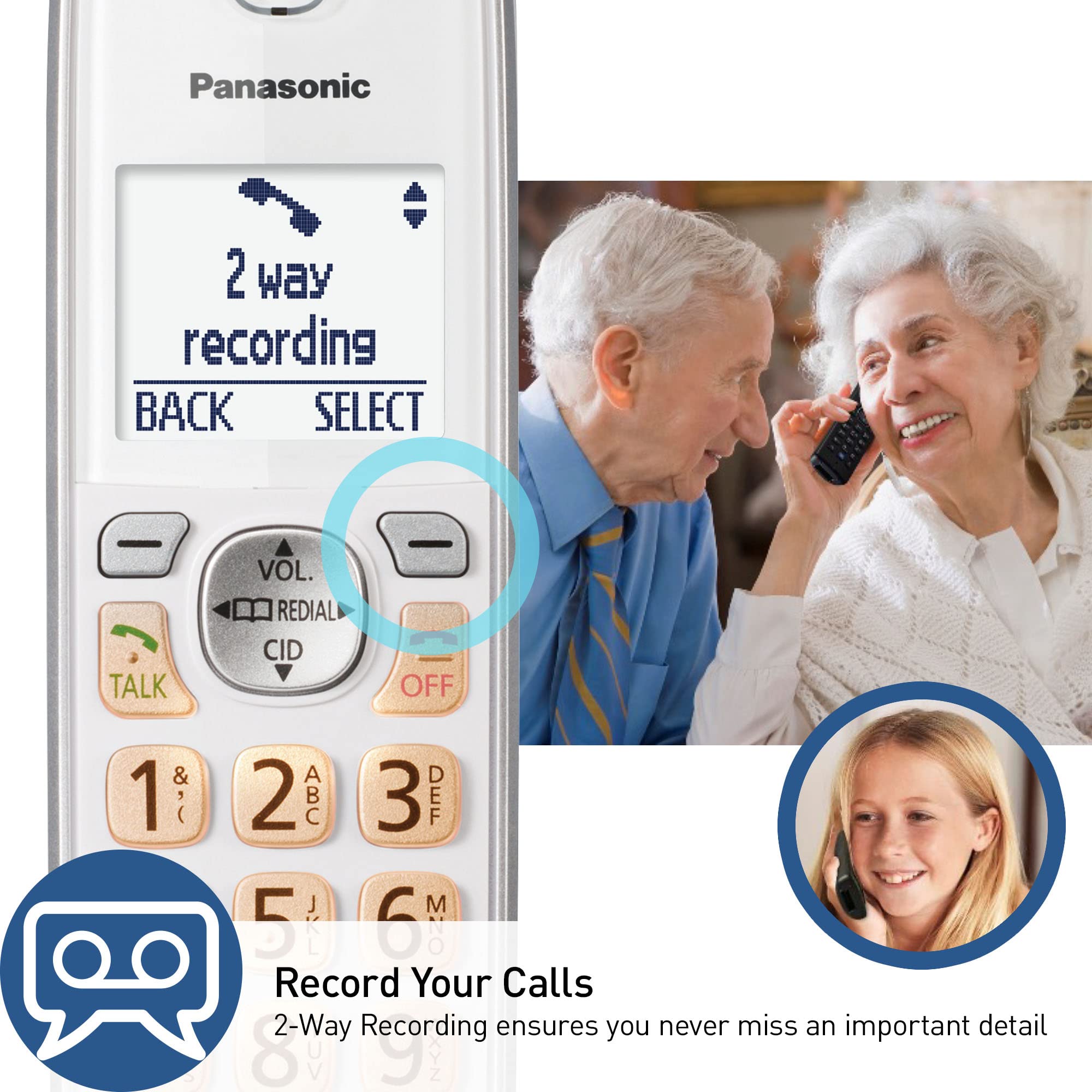 Panasonic Cordless Phone with Answering Machine, Link2Cell Bluetooth, Voice Assistant and Advanced Call Blocking, Expandable System with 3 Handsets - KX-TGD863W (White)