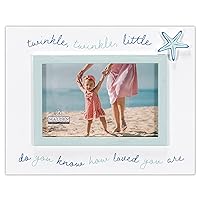 International Designs 4x6 Twinkle Twinkle Little Star Picture Frame Twinkle Twinkle Little Star Do You Know How Loved You Are White MDF Wood Frame Raised Light Aqua Inner Wood Moulding Screenprinted MDF Starfish Attachment