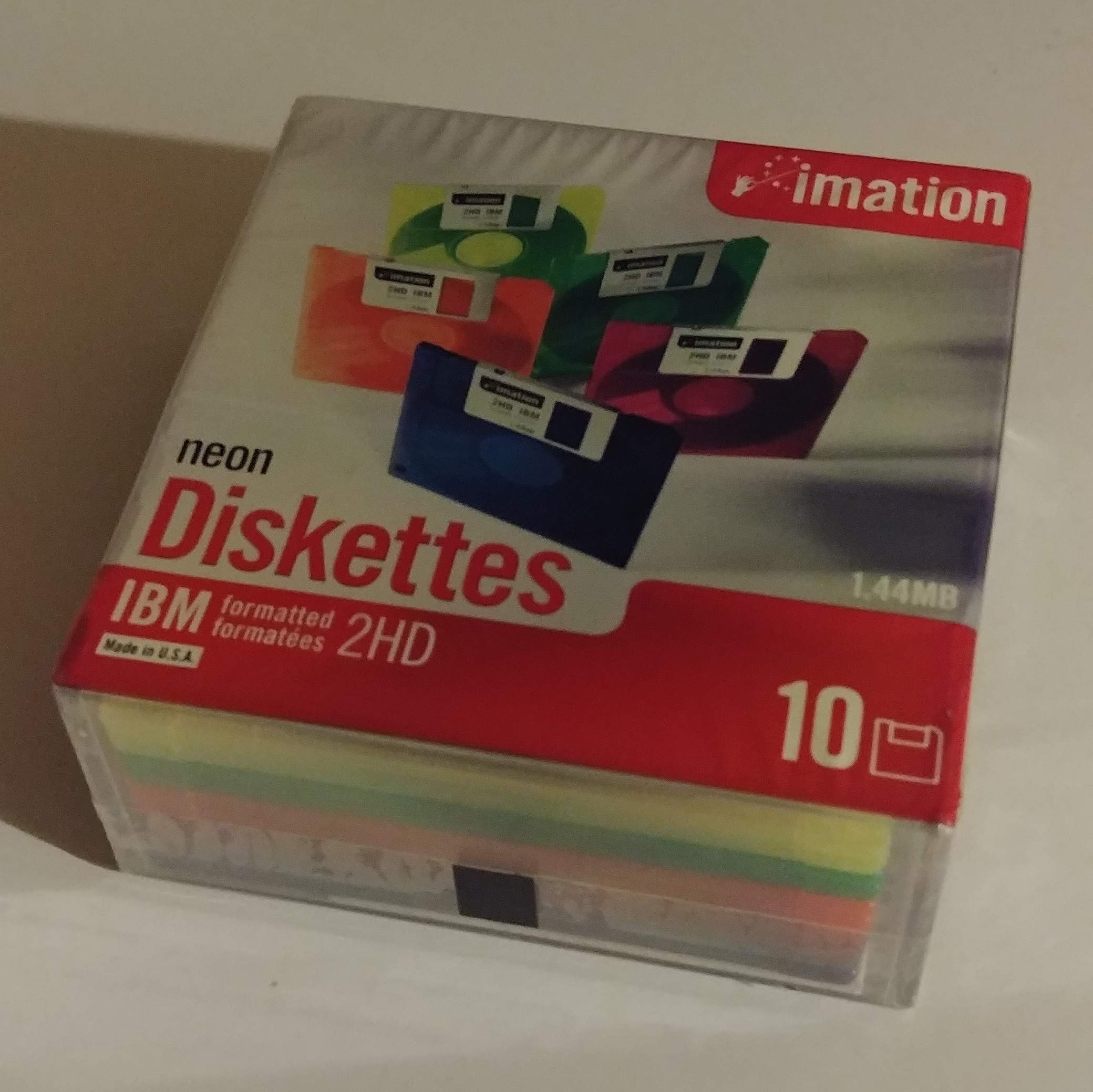 Imation Neon Floppy Diskettes IBM Formatted 1.44MB 2HD (10)