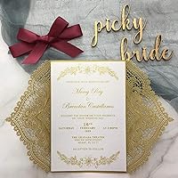 Golden Lace Wedding Invitations with Burgundy Ribbon Bow Wedding Shower Invitations 5 x 7