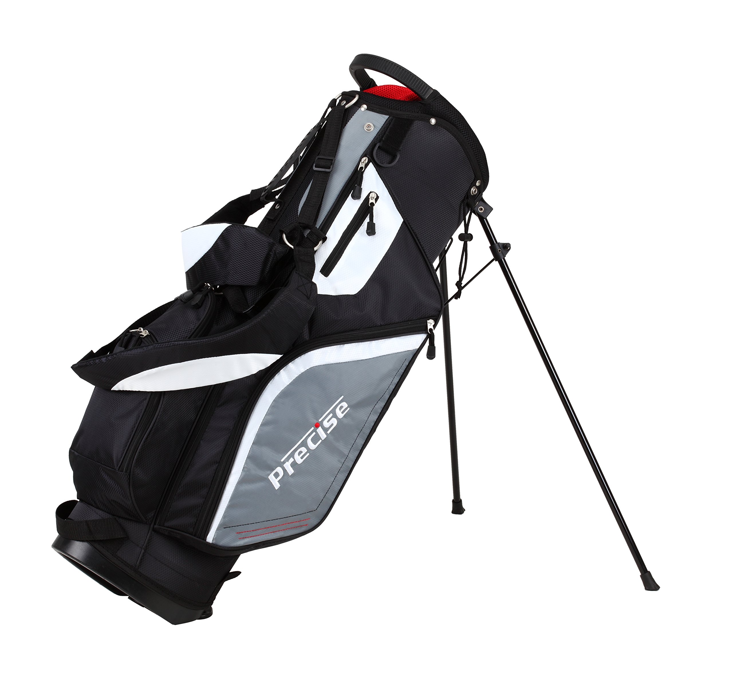Precise M5 Men's Complete Golf Clubs Package Set Includes Titanium Driver, S.S. Fairway, S.S. Hybrid, S.S. 5-PW Irons, Putter, Stand Bag, 3 H/C's
