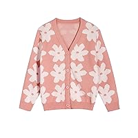 Women's Cropped Cardigan Embroidered Button Down Cardigan Sweater