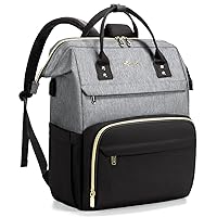 LOVEVOOK Laptop Backpack for Women, 17 Inch Computer Business Stylish Backpack Purse, Doctor Nurse Bags for Work, Casual Daypack Backpacks with USB Port, Grey-Black
