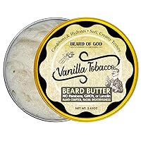 Vanilla Tobacco, Thick Whipped & Creamy Beard Butter, 2.65oz - Natural, Organic & Crafted in USA by Beard of God - Stimulates Hair Growth & Beard Thickness, Keeps Straggler Down, Low Sheen