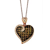 White and Chocolate Diamond with Gemstone Heart Pendant Necklace for Women in 14k Gold (Fancy Brown/H-I, VS2-SI2, cttw) on 18 or 20 Inch Long Chain with Lobster Claw Clasp by LeVian