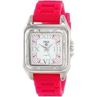 Trax Women's Posh Square Crystal Bezel Wrist Watch with Roman Numerals Dial and Adjustable Rubber Strap