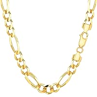 4k Yellow Solid Gold Figaro Chain Necklace, 6.0mm