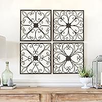 Remenna Metal Wall Decor-Large Decorative Wrought Scroll Wall Decor Art Set of 4 Farmhouse Hanging Decoration for Living Room Bedroom Home Indoor Outdoor Office Wall Decor