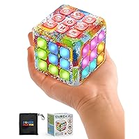 Cubik LED Flashing Cube Memory Game - Electronic Handheld Game, 5 Brain Memory Games for Kids STEM Sensory Toys Brain Game Puzzle Fidget Light Up Cube Stress Relief Fidget Toy (Tie Dye)