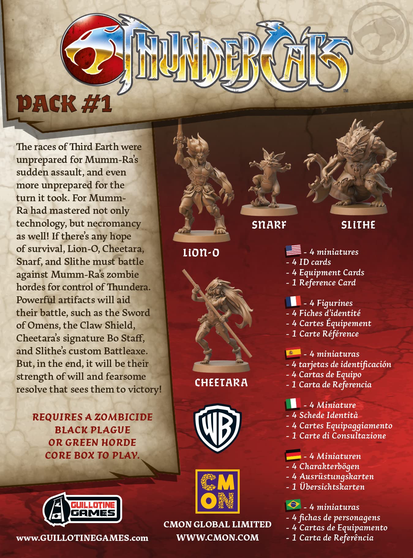 Zombicide Thundercats Character Pack #1 | Set of Thundercats Miniatures Compatible with Zombicide Black Plague and Greene Horde | Ages 14+ | 1-6 Players | Average Playtime 60 Minutes | Made by CMON