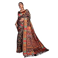 Woman's Georgette Kashmiri Thread Weaving Saree Indian Designer Sari Blouse FI882
