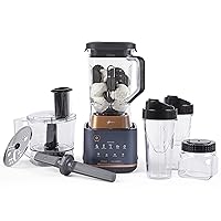 Oster Pro Series Kitchen System with XL 9-Cup Tritan Jar, Food Processor, 2 Blend-n-Go Cups, Mini Jar and Tamper Tool, Dark Blue
