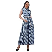 Long Shirt Dresses Women Printed Sleeveless Sundress Button Shirt