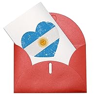 Argentina Retro Heart Shaped Flag Greeting Card with Envelope for Birthday Christmas Wedding Sympathy Thinking of You Thank You Blank Inside Cards