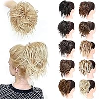 MORICA Tousled Updo Messy Bun Hair Piece Hair Extension Ponytail with Elastic Rubber Band Updo Wavy Bun Extensions Synthetic Hair Extensions Scrunchies Chignons Hairpiece for Women