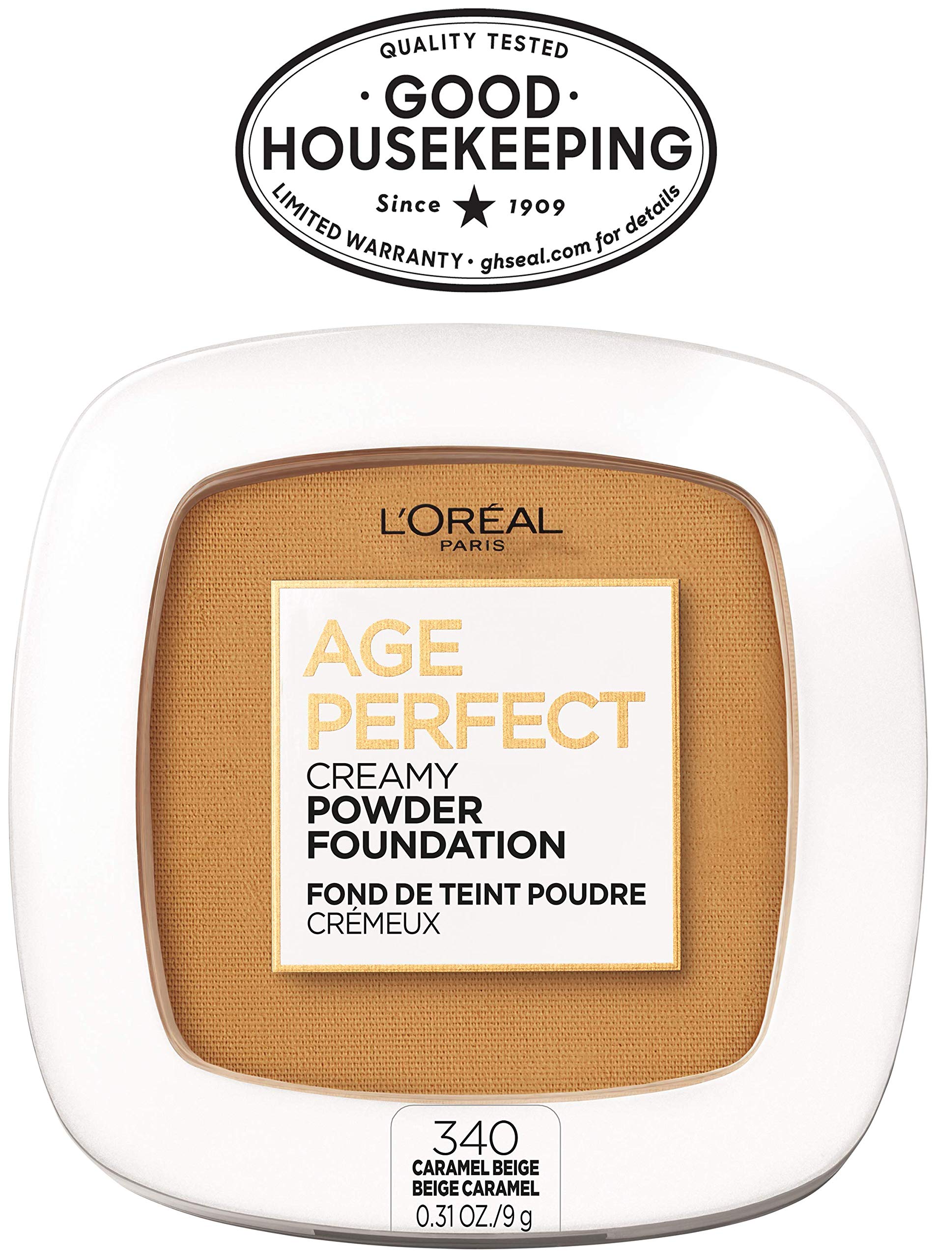 L'Oreal Paris Age Perfect Creamy Powder Foundation Compact, 340 Caramel Beige, 0.31 Ounce