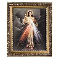Inspirational Print The Divine Mercy, 8 x 10 Inch, Ornate Gold Frame