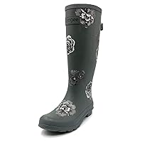 Rongee Women's Rubber Rain Boots Garden Tall Printed with Adjustable Buckle