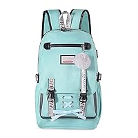Kids Backpack Large Capacity Girls Backpack Teen Rucksack Female College Student Locked Schoolbag Anti-Theft Backpack with USB Charging Port (Green)