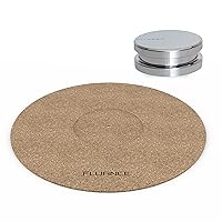 Fluance Cork Platter Mat and HiFi Vinyl Record Weight 760 gram Steel LP Disc Stabilizer Turntable Accessory with Protective Velvet Pad for Vibration Damping (RW02)