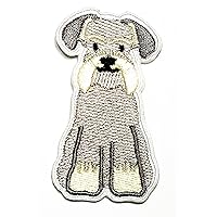 Kleenplus Schnauzer Lovely Dog Cartoon Children Kids Embroidered Iron On Sew On Badge for Jeans Jackets Hats Backpacks Shirts Sticker Appliques & Decorative Patches