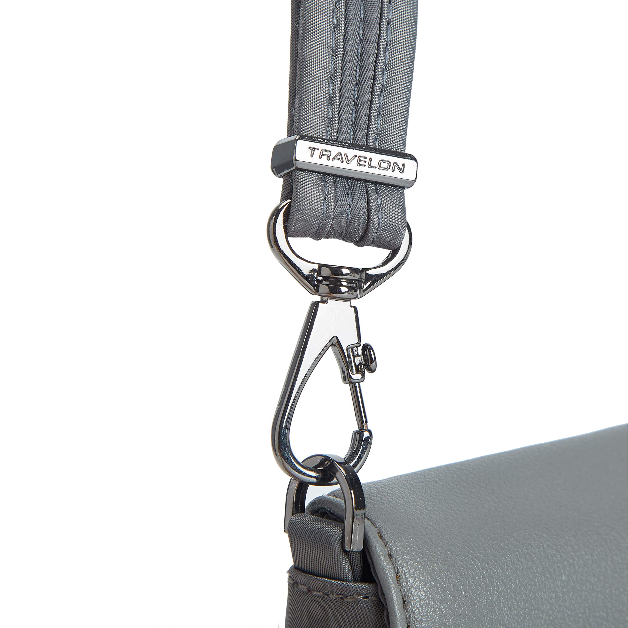 Travelon unisex adult Travelon: Addison - Anti-theft Convertible Crossbody/Belt Gray Crossbody anti theft belt bag, Gray, One Size US