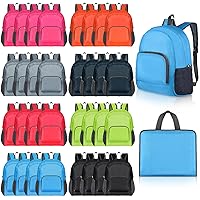 Sanwuta 15 Inch Backpacks in Bulk Colorful Basic Back Packs for Kids Classic Bookbags Foldable Bulk Backpack for Boys Girls (Cute Color, 48)