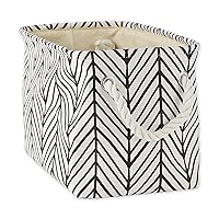 DII Polyester Container with Handles, Herringbone Storage Bin, Small, Off White