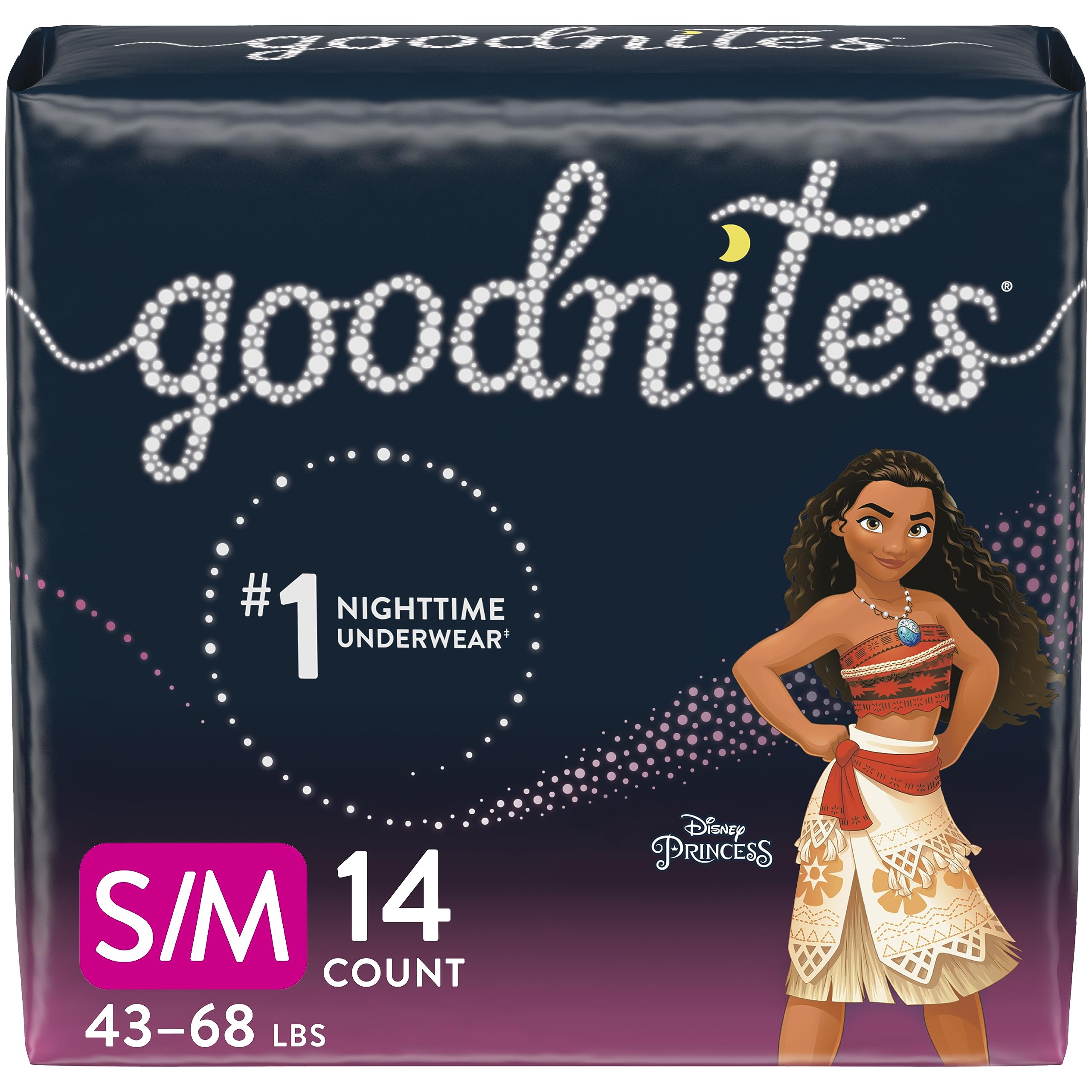 Goodnites Girls' Nighttime Bedwetting Underwear, Size S/M (43-68 lbs), 14 Ct