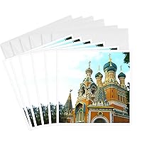 3dRose Orthodox Russian Cathedral photo - Church in Nice, France - Greeting Cards, 6 x 6 inches, set of 6 (gc_164887_1)