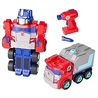 Transformers Optimus Prime Building Toys - STEM Toys Including Toy Electric Drill and AA Batteries - Transformers Toys - Robot Building Toys Ages 18 Months and Up