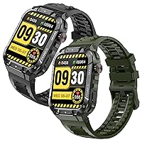 Military Smart Watch for Men 1.96 Inches Outdoor Sports Smartwatch with Answer/Make Call,Fitness Watch,Blood Oxygen,Heart Rate and Sleep Monitor Compatible with iPhone and Android Phones
