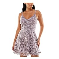 Speechless Womens Juniors Embroidered Shimmer Cocktail and Party Dress