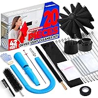 Holikme Dryer Vent Cleaner Kit 42 Feet Dryer Cleaning Tools, Include Dryer Vent Brush, Omnidirectional Blue Dryer Lint Vacuum Attachment, Dryer Lint Trap Brush, Vacuum & Dryer Adapters