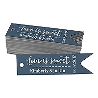 Pack of 50 Love is Sweet Wedding Paper Tags DIY Craft Real Silver Foil Personalized Hang Tags