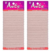 AwEx Seamless Silver Hair Ties, 30 PCS,Medium Thickness and Large Loop,Wrist Wearable Grey Hairbands,No Metal Gray Hair Scrunchies,No Pull Ponytail Holder